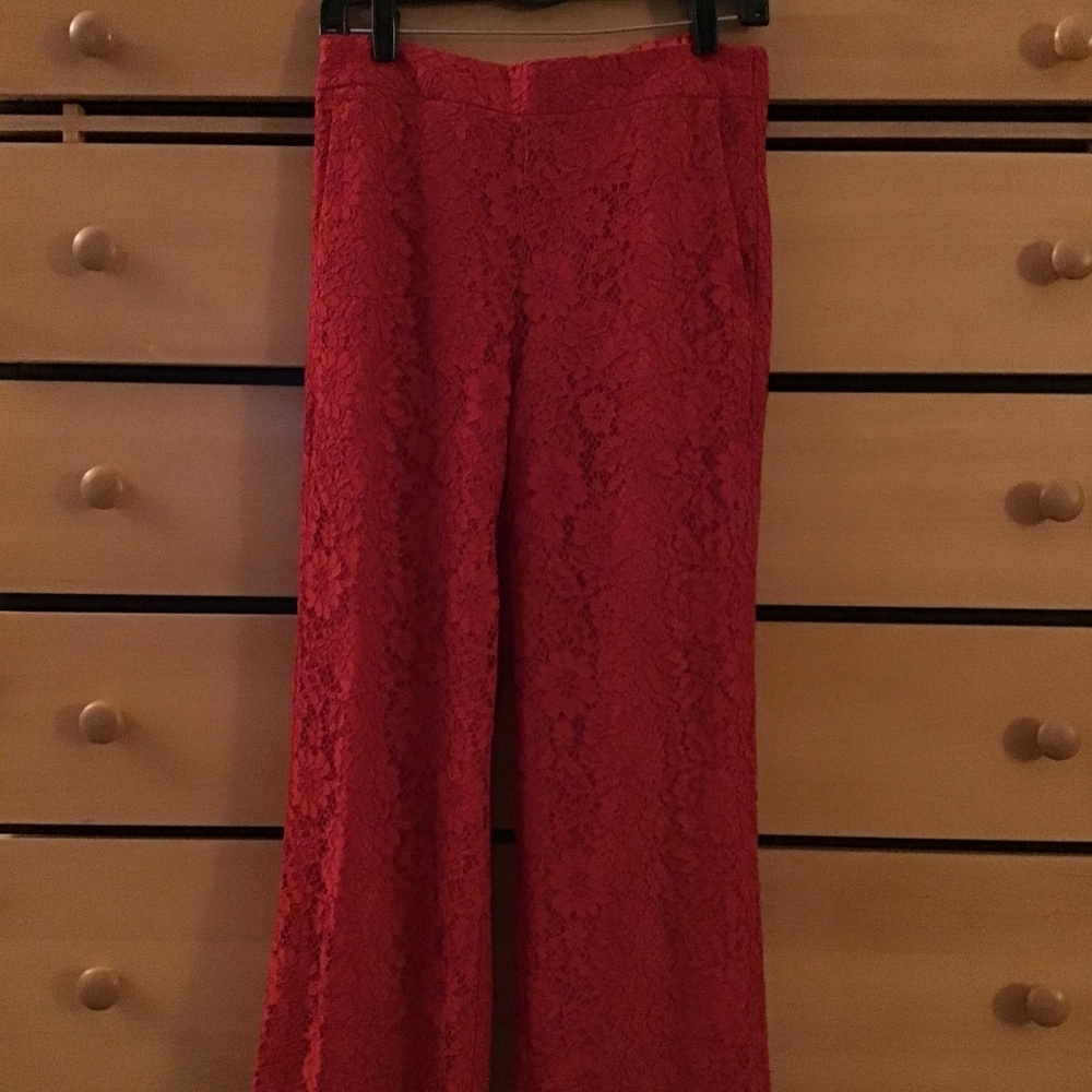 Brand NWT J Crew Red lace pants SZ 6